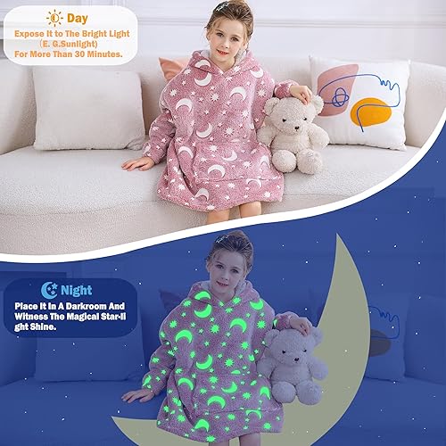 Miniatura 4 de Manta con capucha, manta de forro polar Sherpa para niños, manta de franela con capucha de felpa, regalo de sudadera con bolsillo gigante,