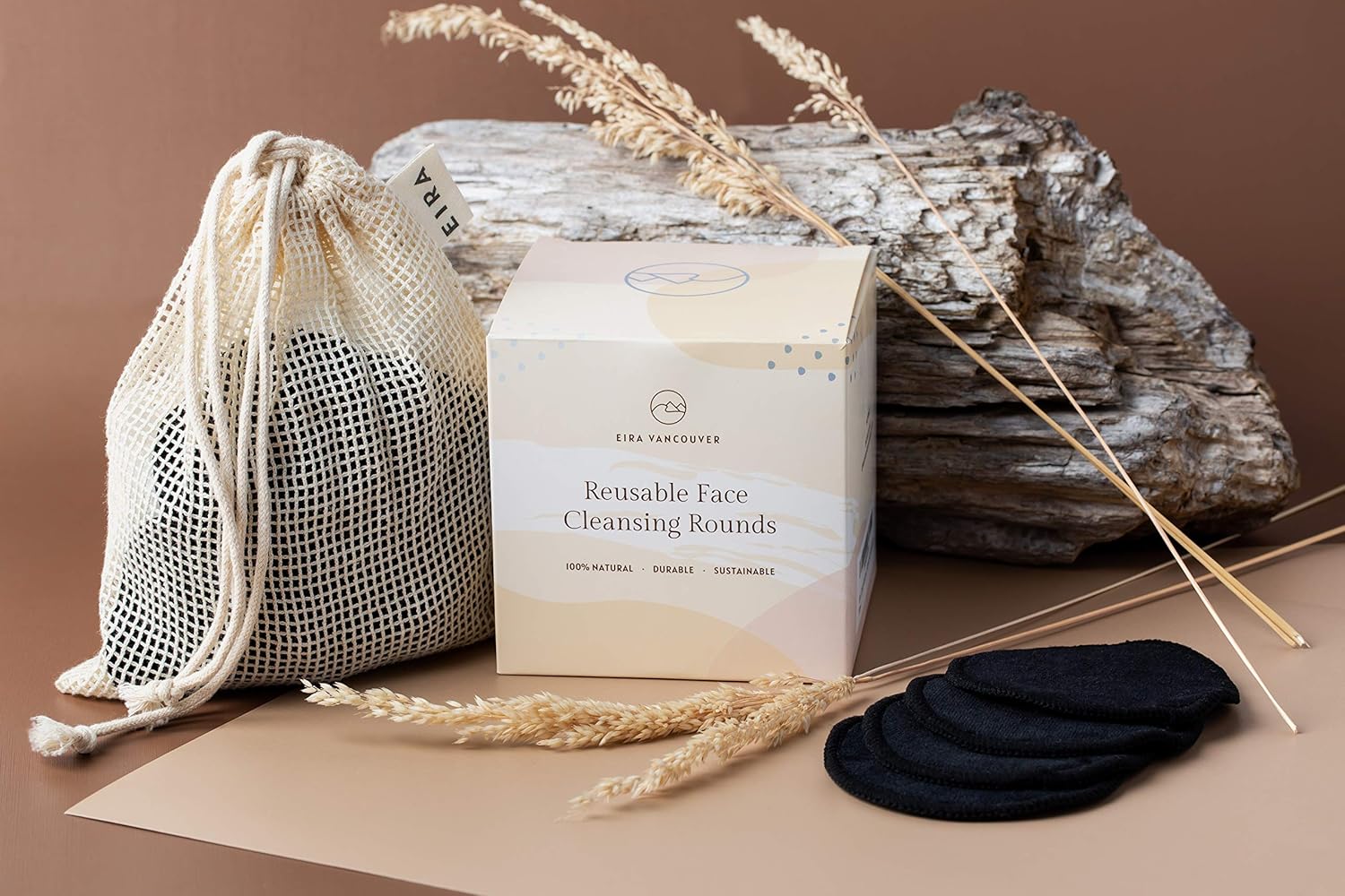 EIRA's Washable Makeup Remover Pads - Black Bamboo Reusable Cotton Rounds with Wooden Holder. Makeup Remover Cloths - Eco-Friendly - Zero Waste Reusable Makeup Remover Pads Set - Image 9