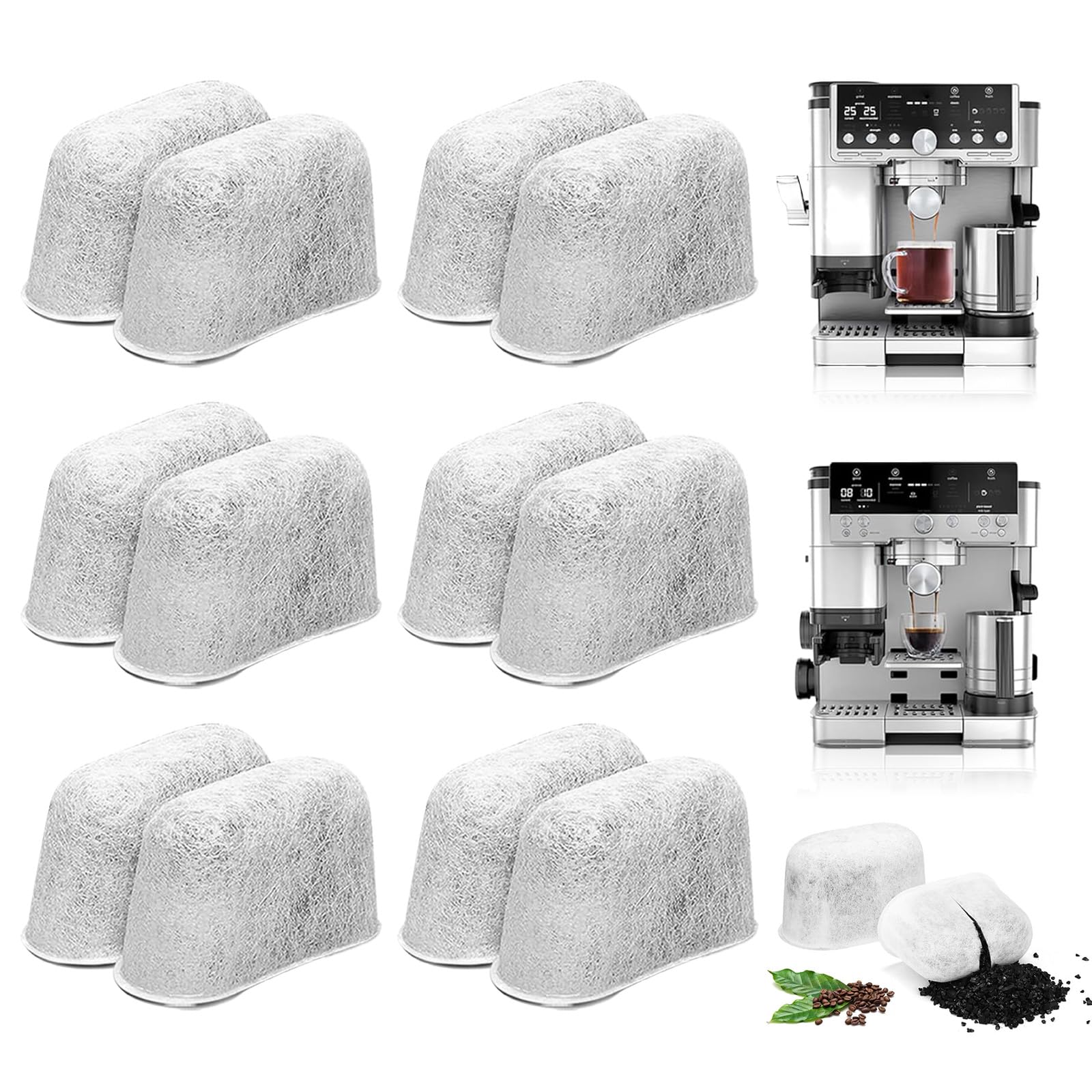 12 Pack Coffee Machine Water Filters, Compatible Filters for Ninja Luxe Cafe Espresso Machine ES601UK ES701UK, Replacement Charcoal Water Filter Inserts to Enhance Coffee Flavor