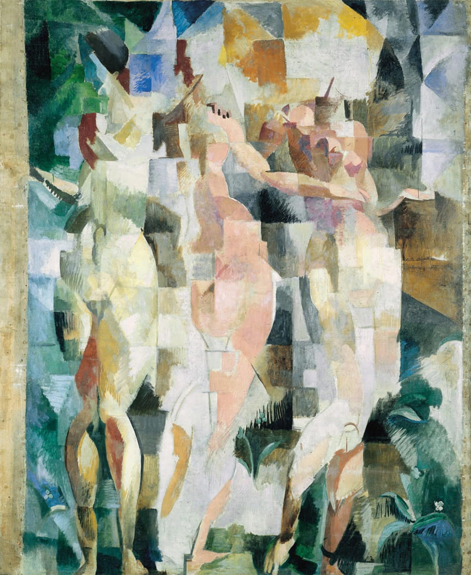 SERENDIPITP Abstract Painting Mural Print Picture Wall Decor Painting the Three Graces the Three Graces by Robert Delaunay Vintage Wall Artwork for Home Decor 60x90cm