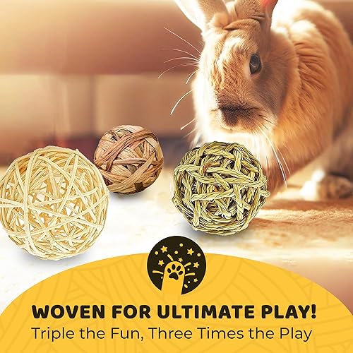 Miniatura 5 de SunGrow Assorted Rabbit Chew Balls, Teething Activity Toy for Pocket Pets, Improves Dental Health, Environment Friendly, Stress Reliever