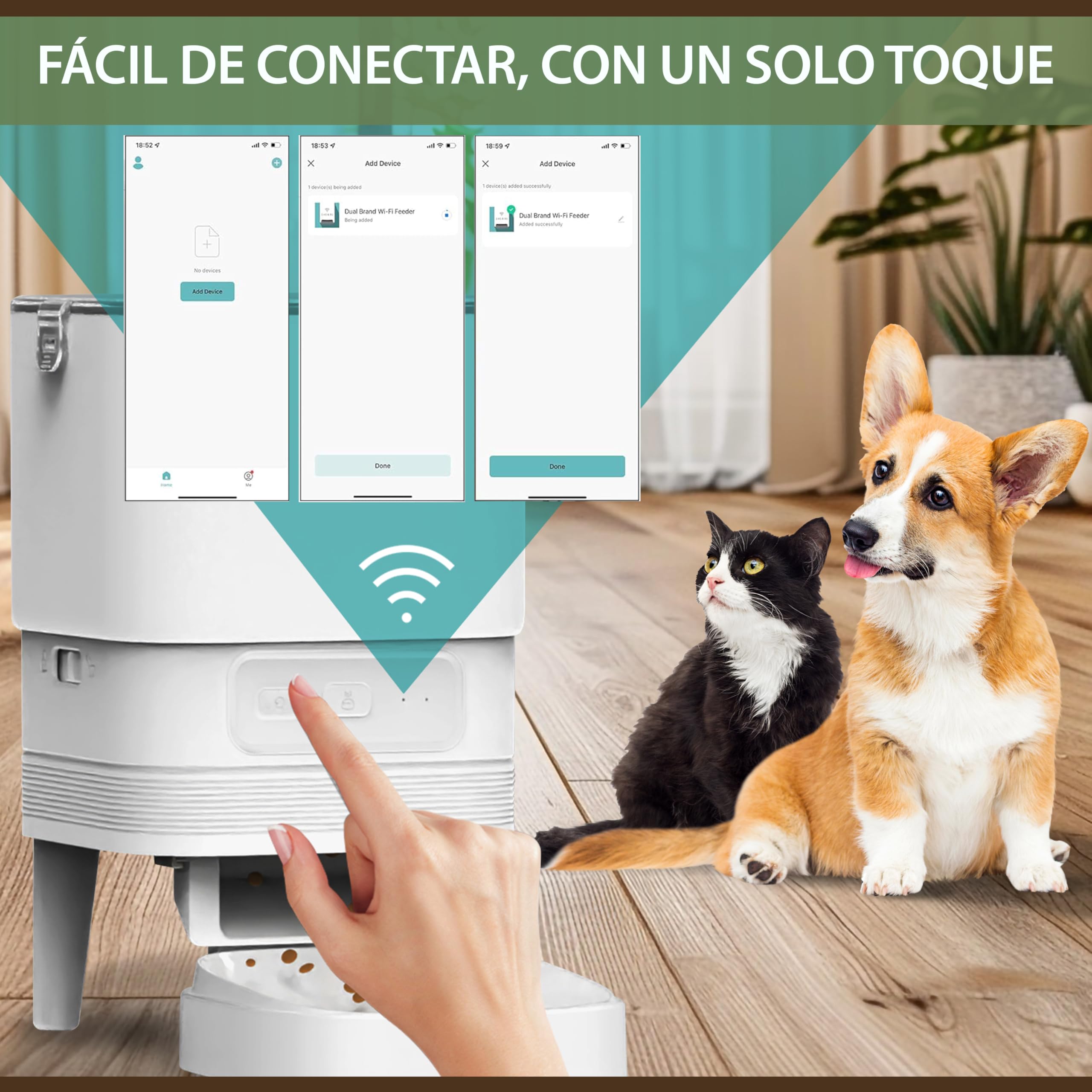 Comedero Automático Gatos y Perros 4L – Dispensador de Comida Programable con App, Sistema Antibloqueo y Motor Silencioso, Alimentador Automático Mascotas