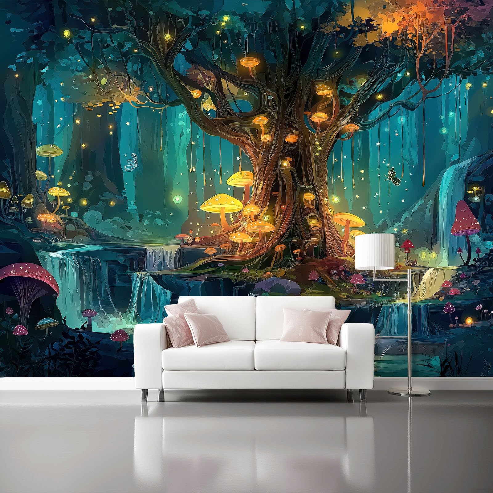 Papier Peint Intissé Forêt Enchantée Bleu : Décoration Premium