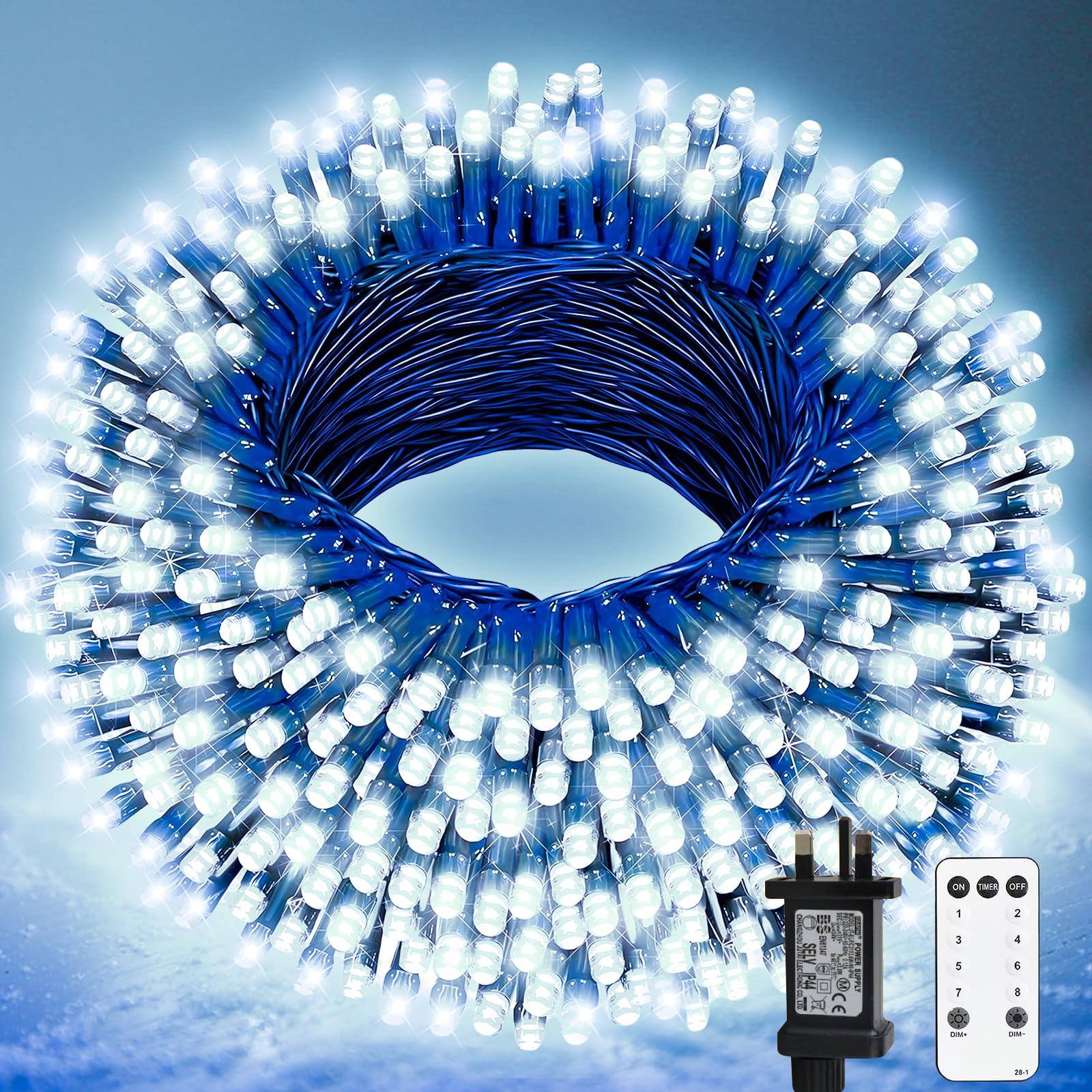 Christmas Tree Lights Outdoor, 20m 200LEDs Fairy lights Plug in 8 Modes
