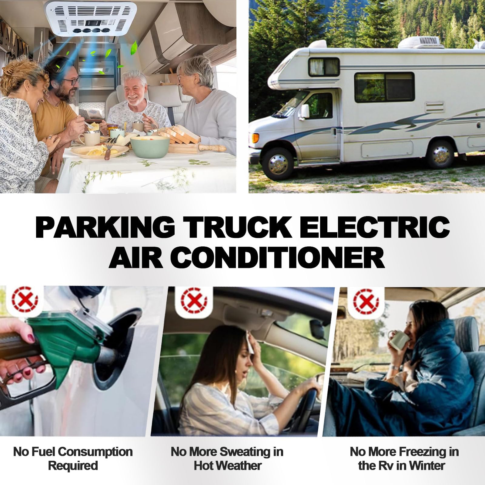 Condizionatore d'aria da tetto per camper, 12 V/24 V, raffreddamento efficiente per camion, camper e roulotte, mantiene i rimorchi alla guida comodamente