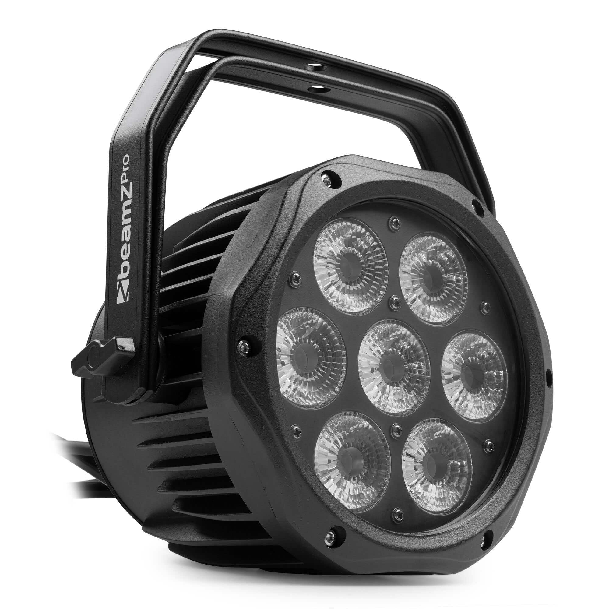 Beamz Professional BWA410 Projecteur PAR CAN IP65-7x LED RGBW, 10W par LED, Aluminium, Boitier Étanche, Utilisation Intérieure ou Extérieure