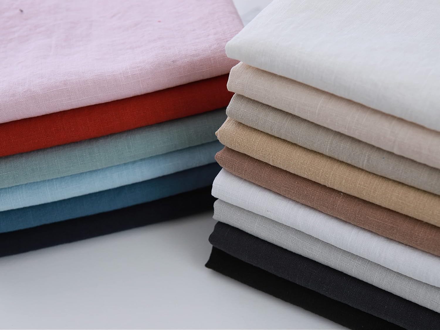 COTTONVILL 22LEA Pure Linen Solid Bio Washing 54" Width Fabric (3yard, 10-Candy Pink)