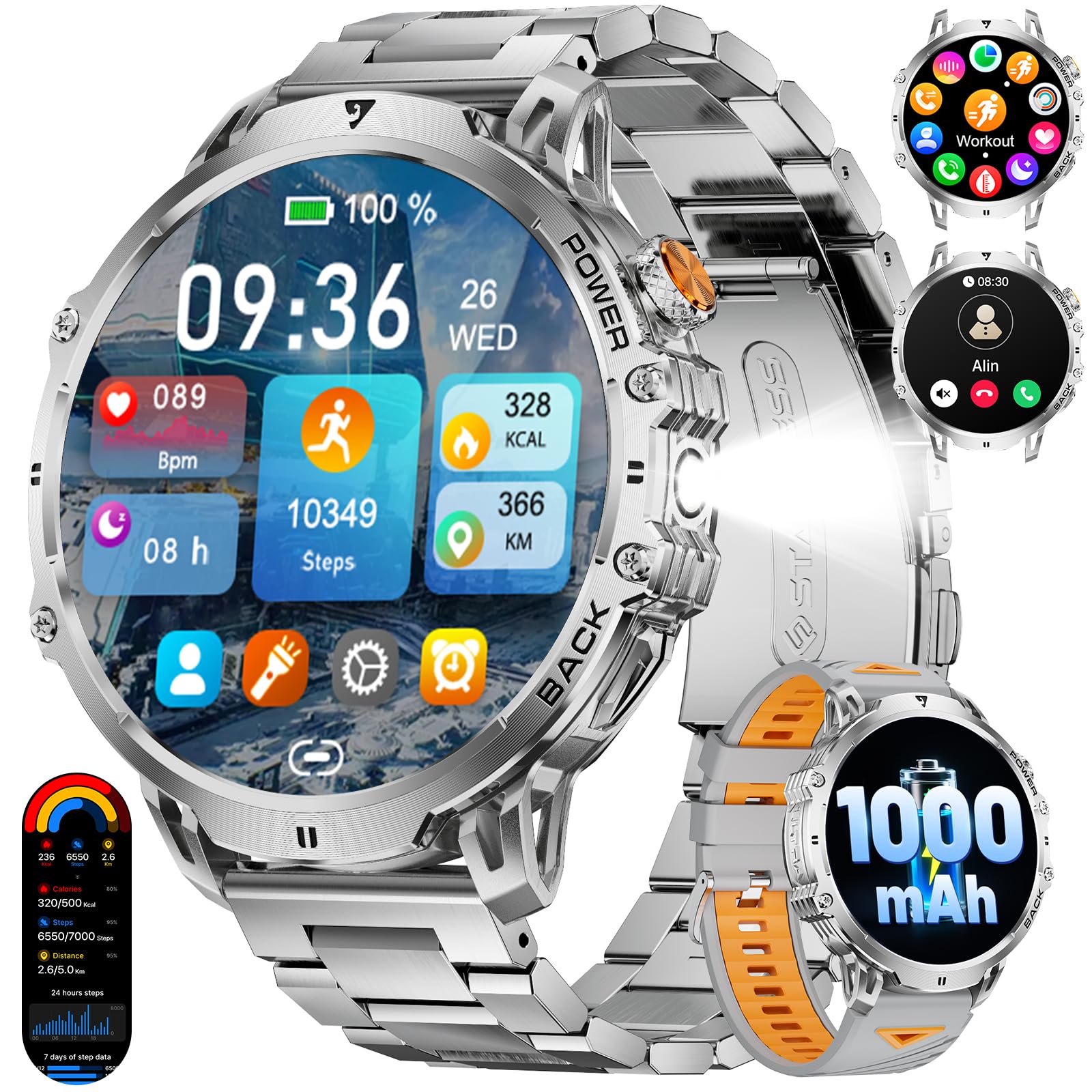 smartwatch uomo con schermo grande led torchiere