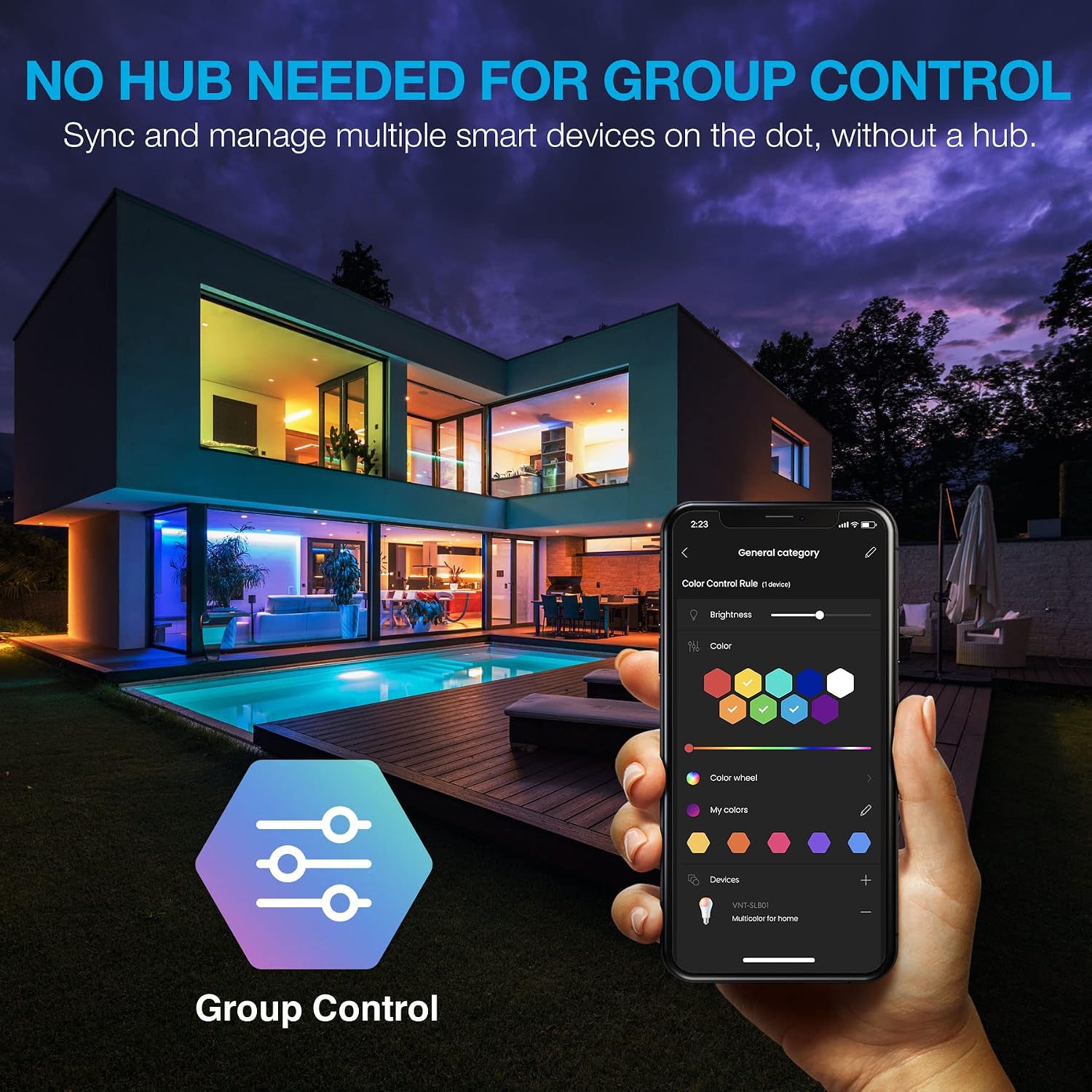 Smart Light Bulbs [2 Pack], WiFi 2.4GHz & Bluetooth 5.0, Compatible w/ Alexa & Google Without Hub, Dimmable, Music Sync, Schedules, Color Changing Bulb RGBCW Smart Bulbs, LED Bulb, A19/E26 9W 810LM