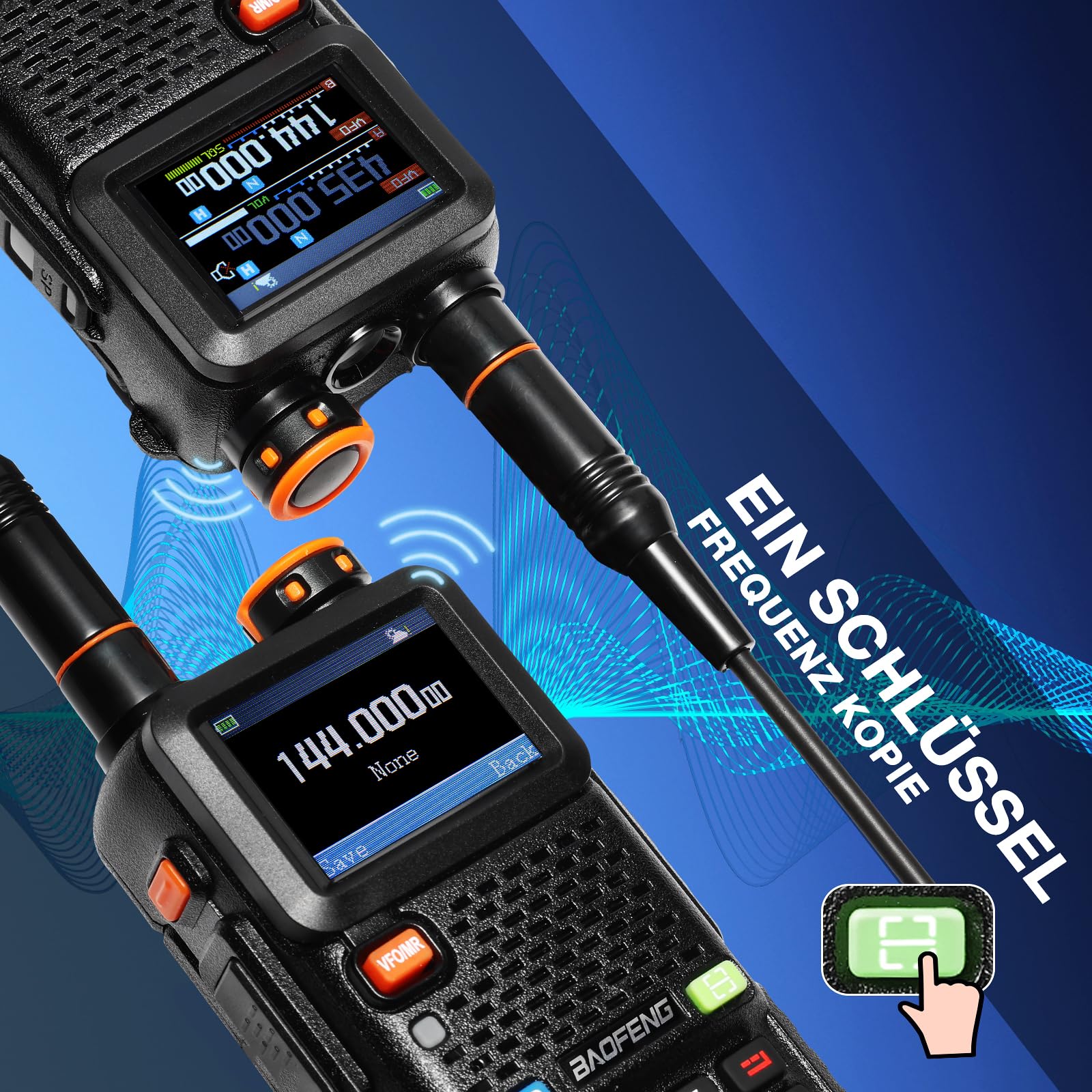 BAOFENG UV-5RM Plus GPS Funkgerät, 10W Handfunkgerät 10 Zonen 640 Kanäle | GPS-Mehrbandfunkgerät mit 1,77" Farbbildschirm, 2500 mAh Akku, 10 Zonen 640 Kanäle für Outdoor-Abenteuer