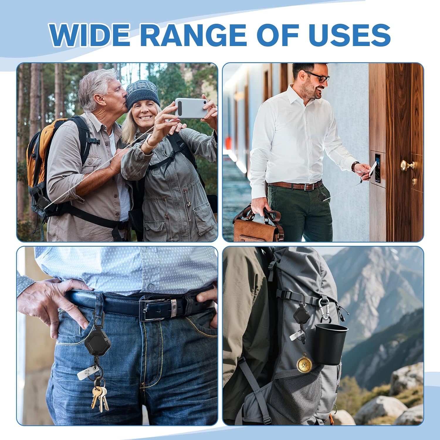 1 Set Magnetic Retractable Keychain, Heavy Duty Carabiner Badge Holder with Phone Tether Tabs, Tactical Id Badge Reel Key Chain with 32” Steel Retractable Cord, Suitable for Hikers Keep Keys and IDs - Image 5