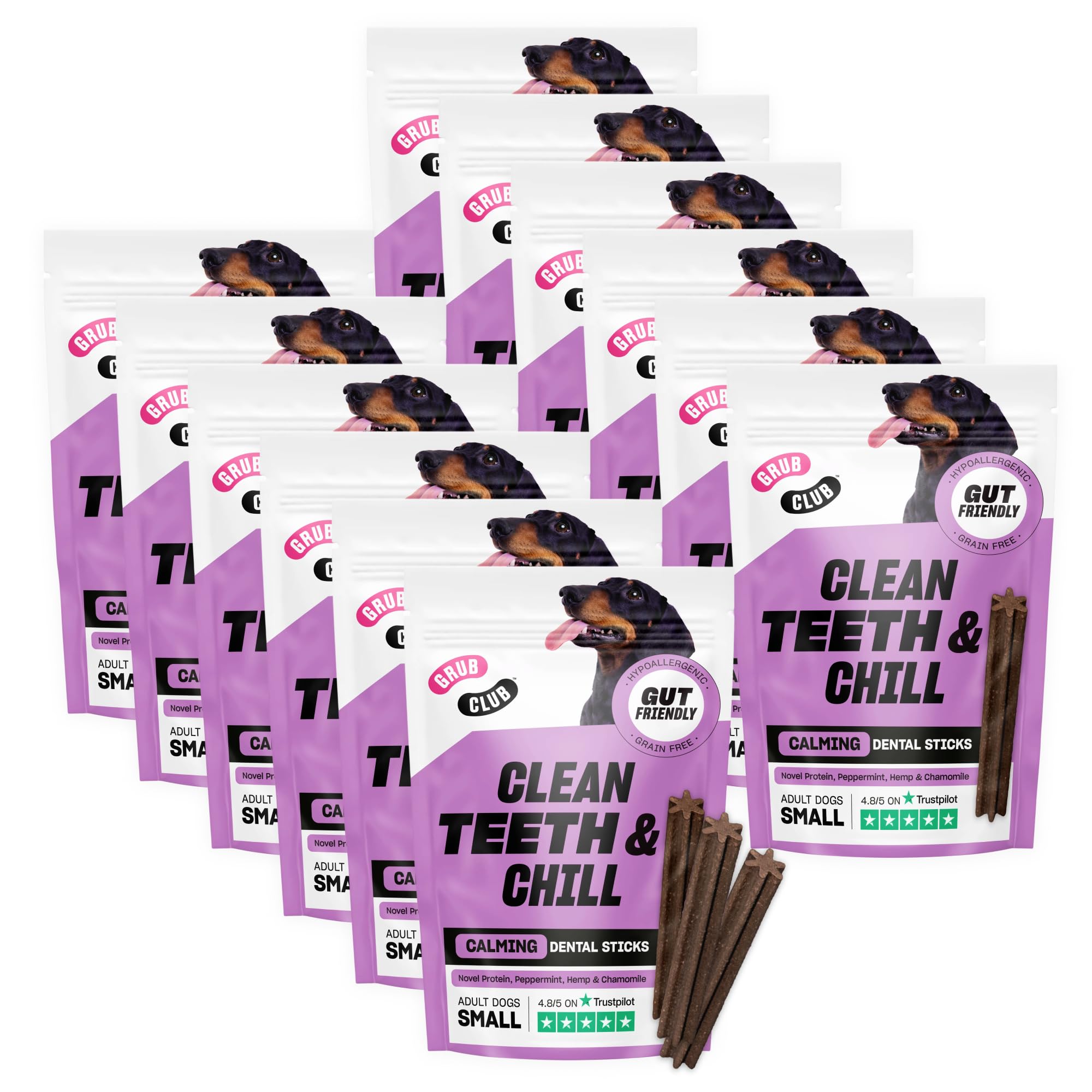 Small Insect Protein Calming Dental Stick - Grain Free, Hypoallergenic and Planet Friendly – 12 Pack of 7 Small Sticks (84 g) – GRUB CLUB