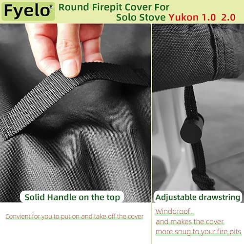 Miniatura 4 de Cubierta redonda para hoguera de 28 pulgadas para estufa individual Yukon 2.0, 600D, resistente al agua, para patio, resistente a todo tipo de