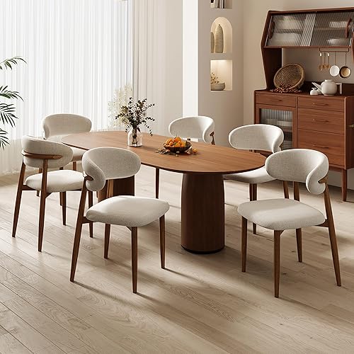 Miniatura 8 de Juego de 2 sillas de comedor para cocina, mesa de comedor de mediados de siglo, modernas sillas de comedor tapizadas de lino con patas de metal,