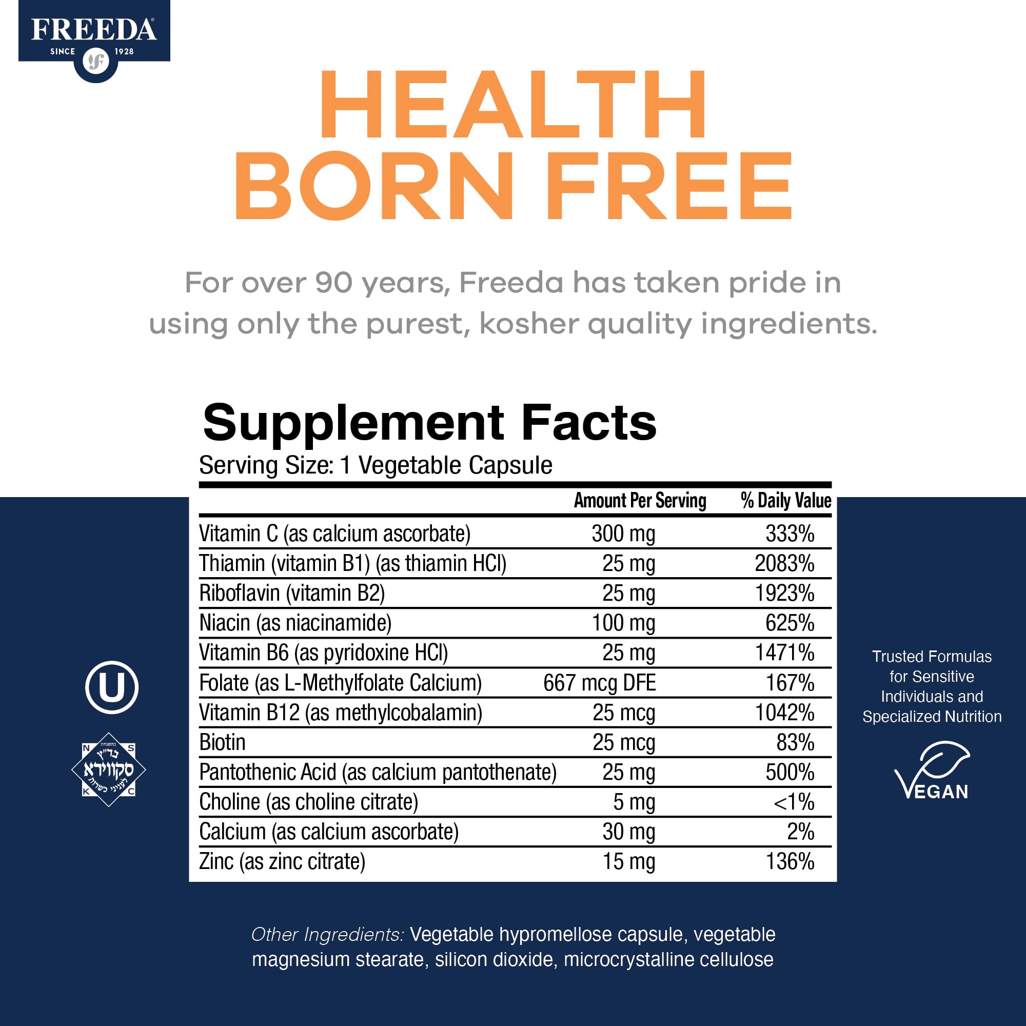 FREEDA Vitamin B Complex with Vitamin C & Zinc – 60 Capsules — Amazon image 3