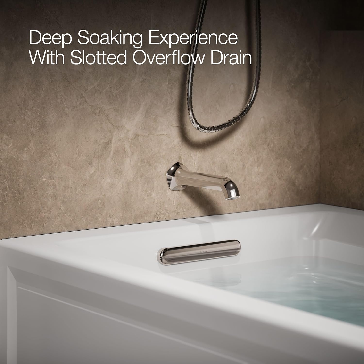 Kohler K-1124-HL-0 Alcove Whirlpool 8-Jet Tub w/Heater Tile Flange & Drain White