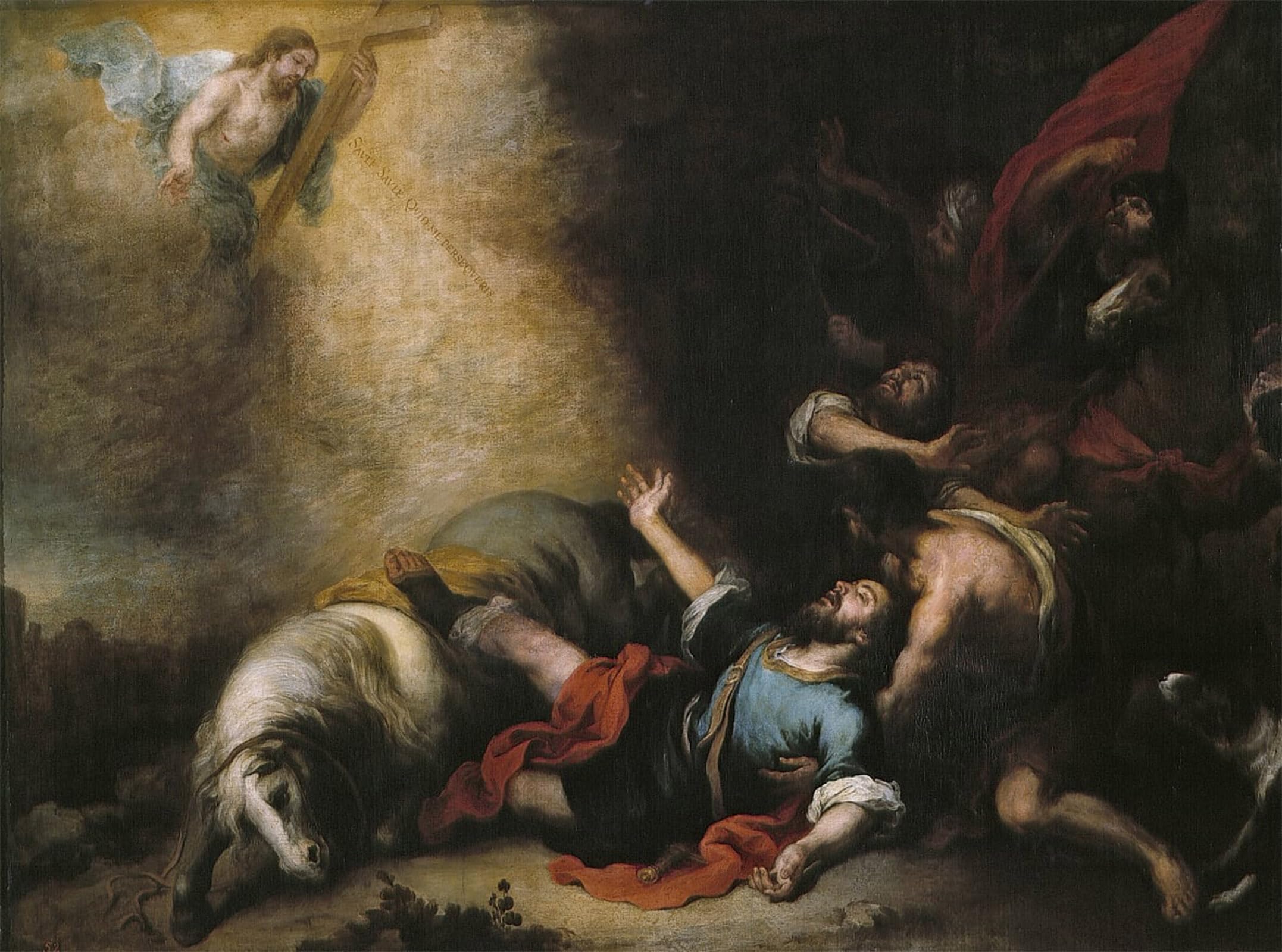 ARTXLXXBN Famous Painting Art Wall Decor Abstract Art Picture the Conversion of St Paul by Bartolomé Esteban Murillo Animal Pictures for Home Decor 60x90cm