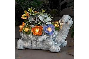 Dazzle Bright Solar Powered Seven LED Resin Lighted Turtle Figurine Garden Decor