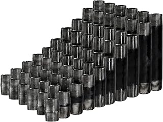Supply Giant 1200NPBA Malleable Black Pipe Assortment Kit, 60 Pipes Fittings For All Your DIY Projects, Threaded Steel Pipe Nipples 3/4 Inch(Pack Of 60)