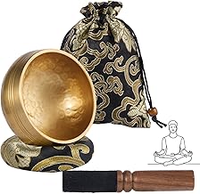 Tibetan Singing Bowl Set (3.15 Inch, copper) - Hand-Hammered, Perfect for Sound Bath, Yoga & Meditation Stress Relief - Ideal Gift for Beginners, Mallet, Includes Cushion, Storage bag