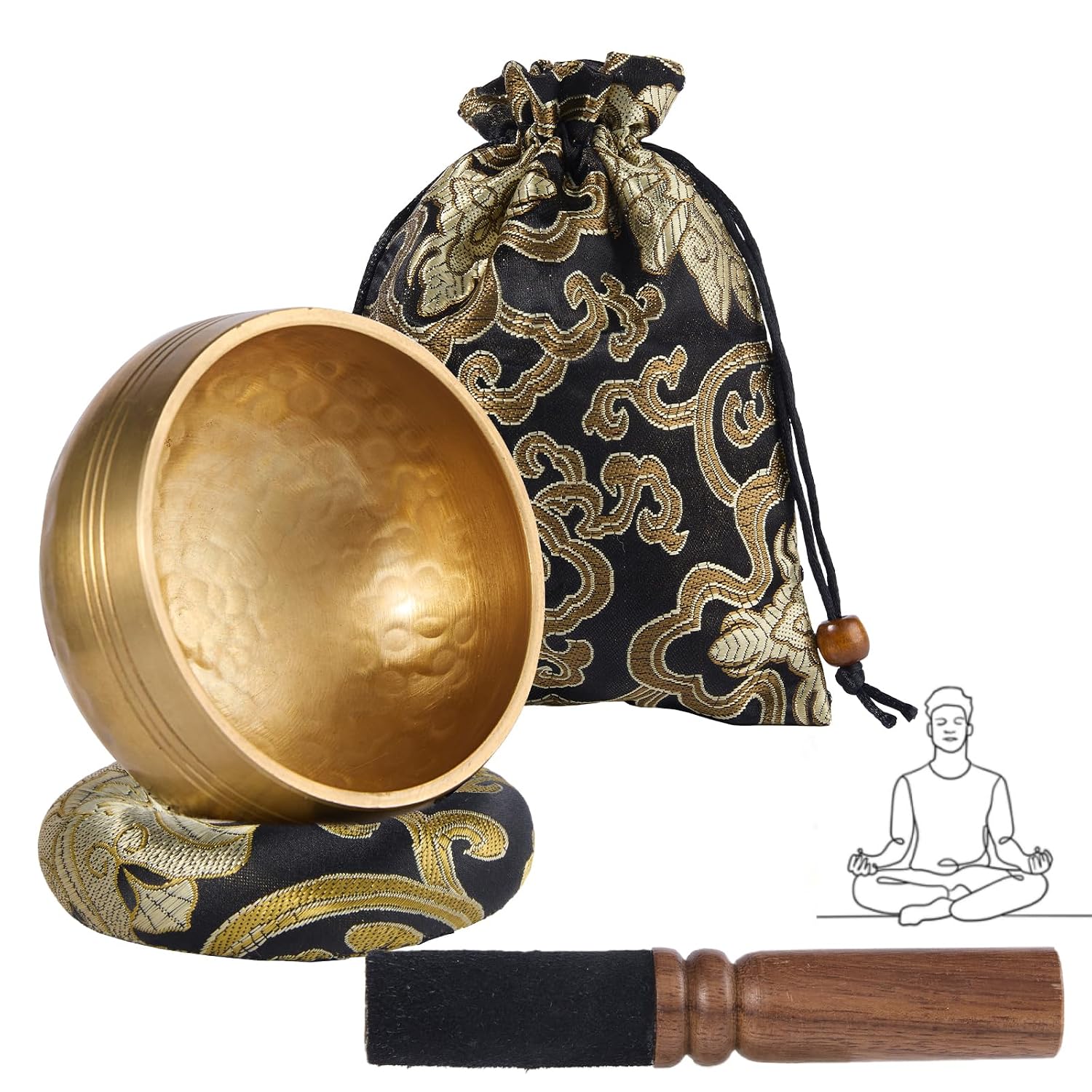 Tibetan Singing Bowl Set 3.15 Inch Copper Sound Bath Bowl | Hand-Hammered Meditation Instrument with Mallet, Cushion & Storage Bag for Yoga, Mindfulness and Beginner Sound Practice