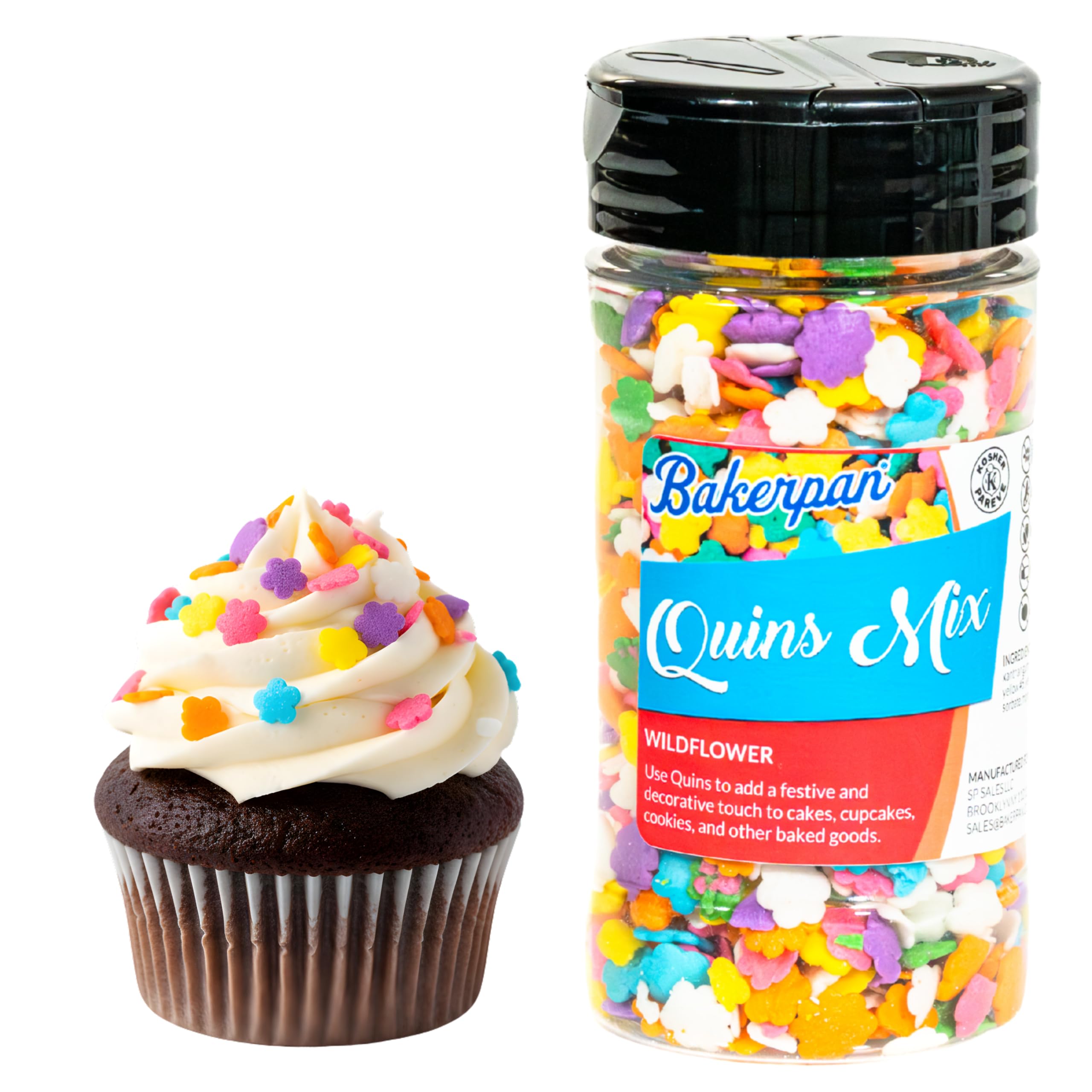 Bakerpan Flower Confetti Edible Spring Sprinkles for Cake Decorating - 4 Oz