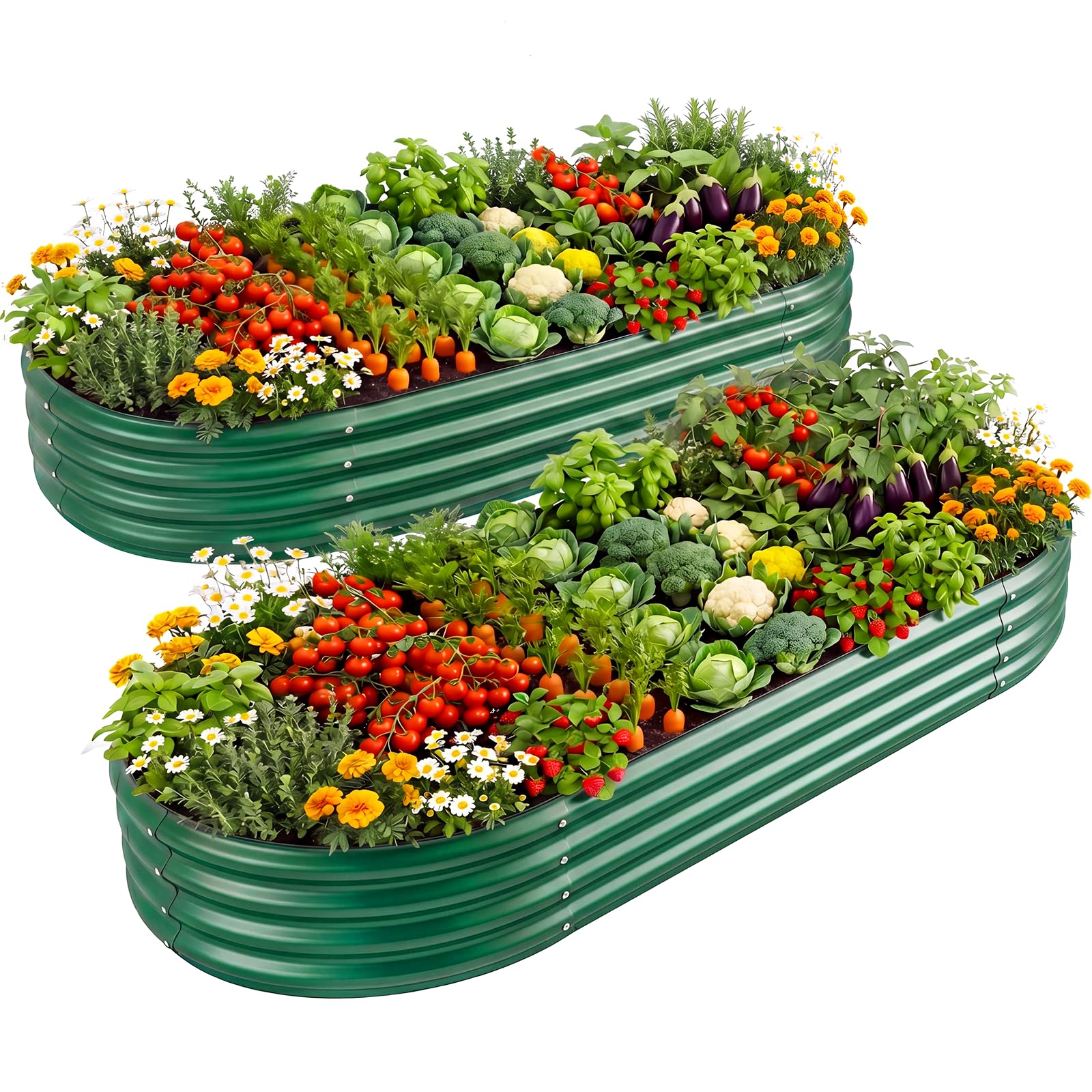 Land Guard 2 Pcs 6ft Metal Raised Garden Bed, 6 x 3 x 1 Galvanized Planter Raised Beds for Vegetables, Green