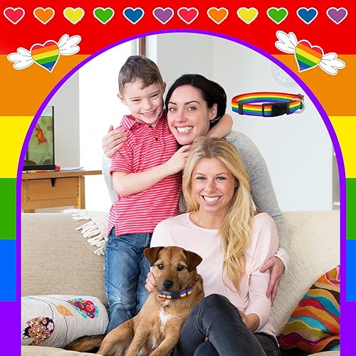 Miniatura 7 de 6 collares de perro con bandera de arco iris con cosas del orgullo gay LGBTQ collares para perro con hebilla de plástico de seguridad ajustable