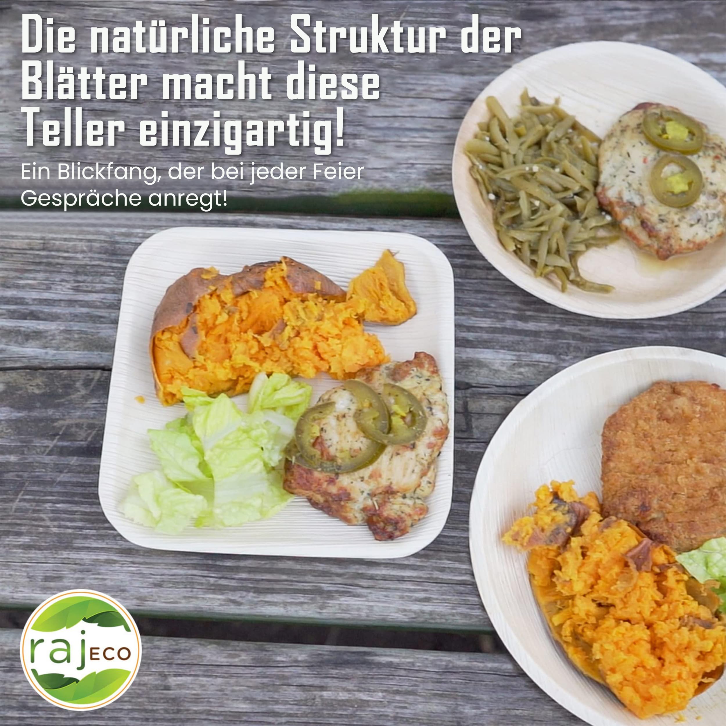 Raj Palmblatt Teller 50 Stuck 20 cm Rund | Umweltfreundliche