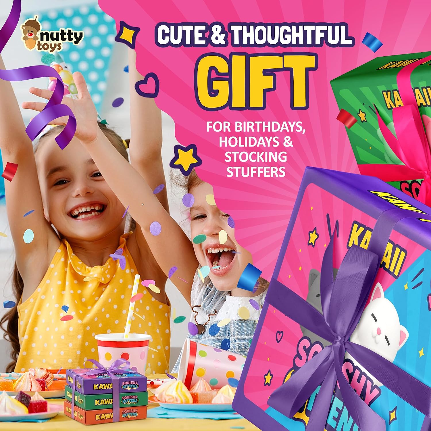Nutty Toys Squishy Cat Soft Silicone
