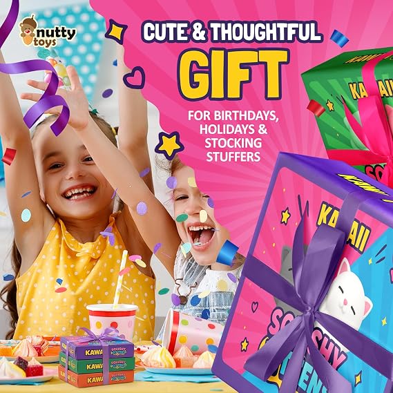 Nutty Toys Squishy Cat Set - 2 Soft Silicone Kawaii Kitties, Top Stress Relief Toy 2026 Unique Gifts for Teens Kids Women Men Adults Best Teenage Girls Teen Boy Tween Christmas Stocking Stuffers Idea