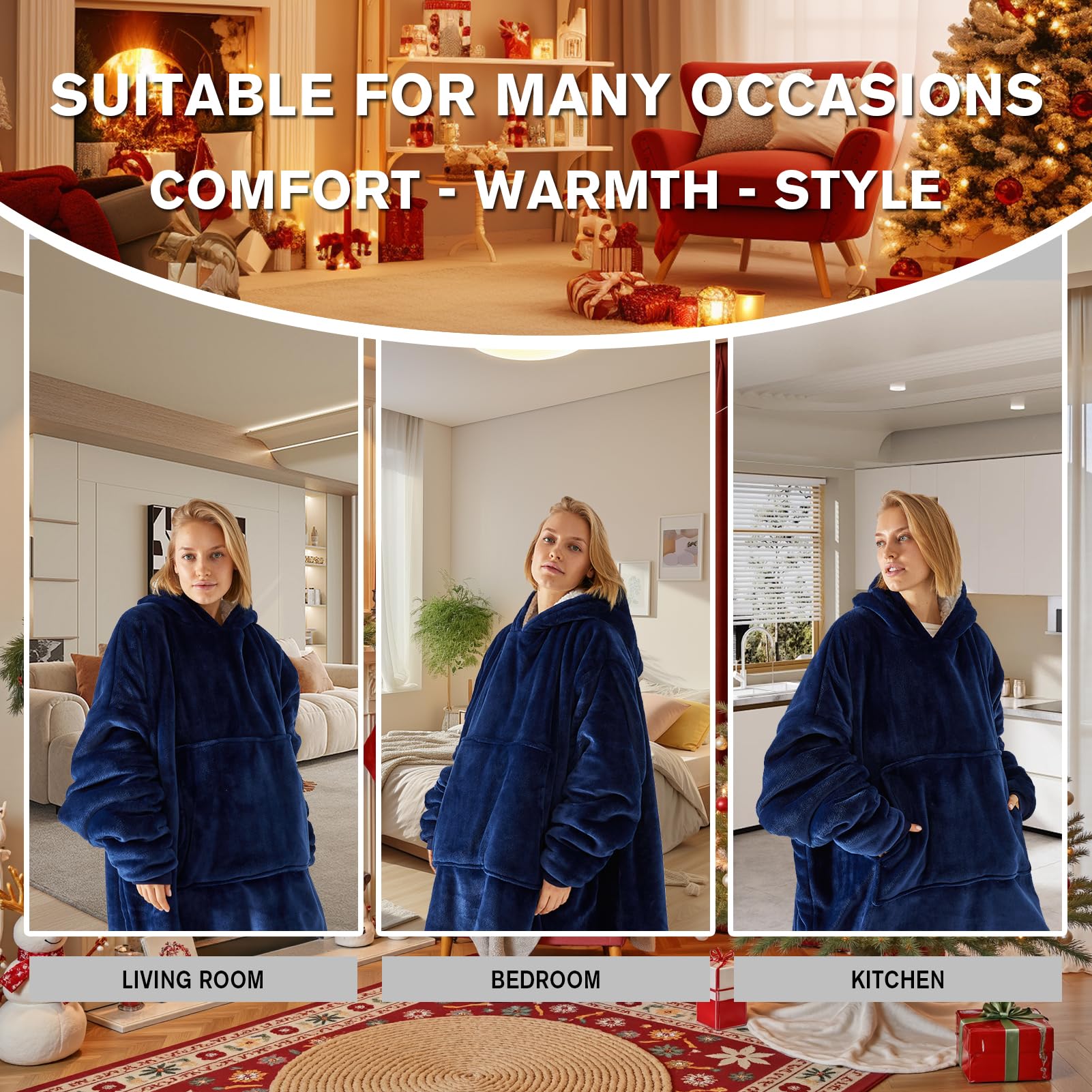 Manta Con Capucha Grande Hoodie Sudadera Con Capucha Suave Y Confortable Manta De TV Sudadera Sherpa Con Bolsillo Frontal Grande Mujeres Hombres Manta