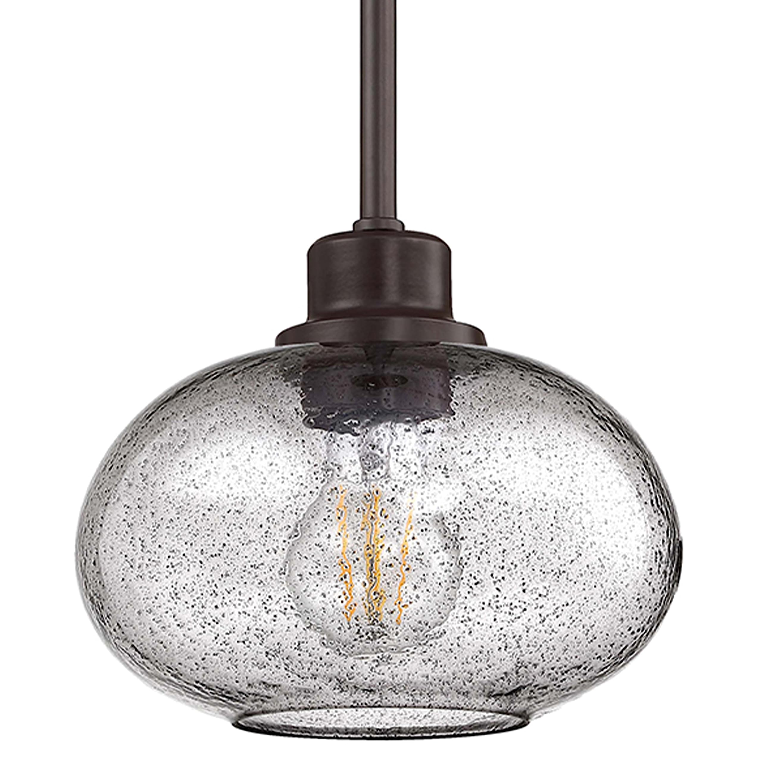 Doraimi Lighting 1 Light Hanging Pendant Lighting Oil Rubbed Bronze Finish 8 Inches Modern Clear Blown Glass Shade Classic for Farmhouse, Entryway, Dining Room, Kitchen Island, Foyer