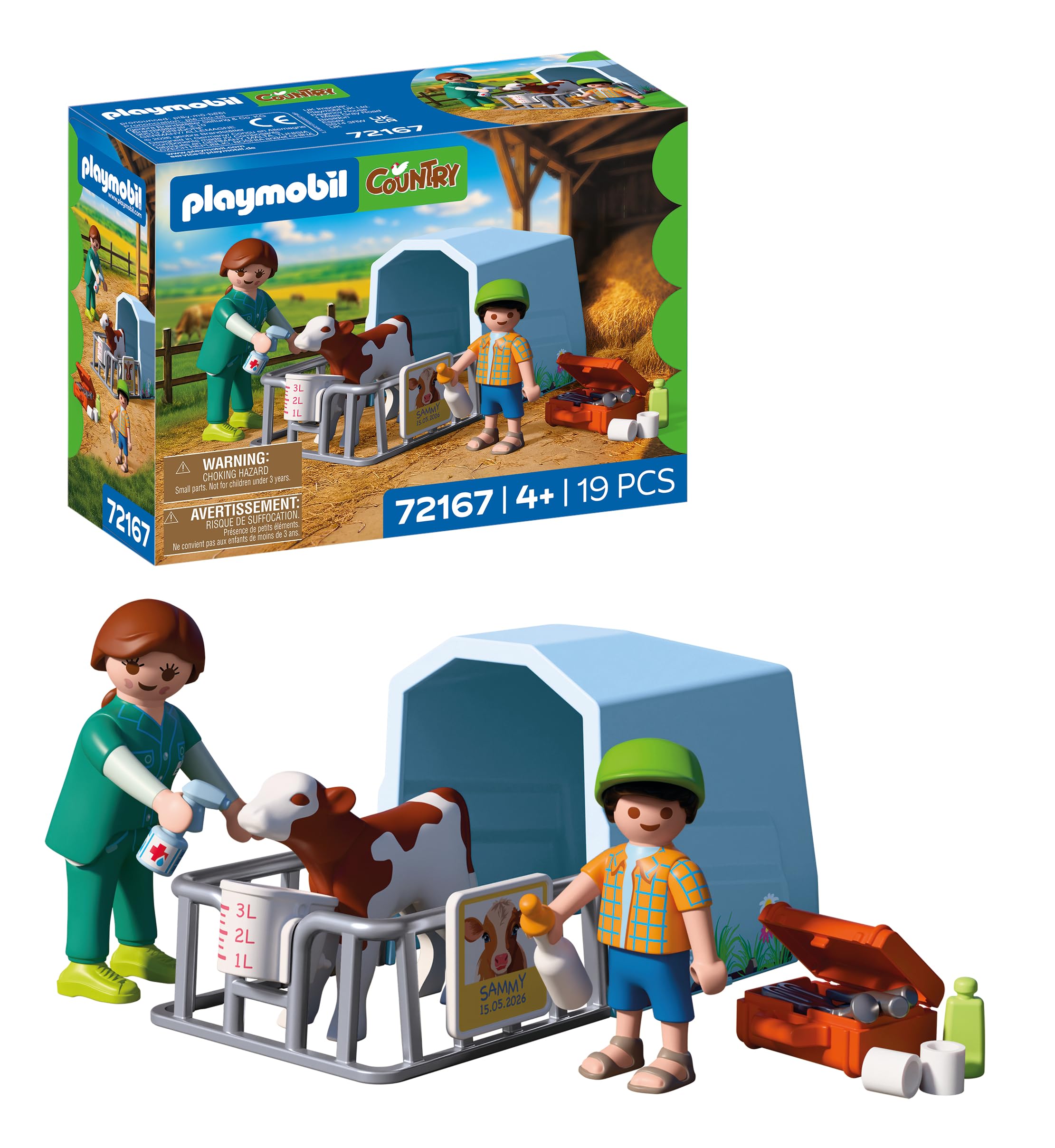Playmobil | Country | Country Veterinarian | Veterinary Set with Calf, Treatment Crate & Medical Accessories | For Children Aged 4+ | 72167