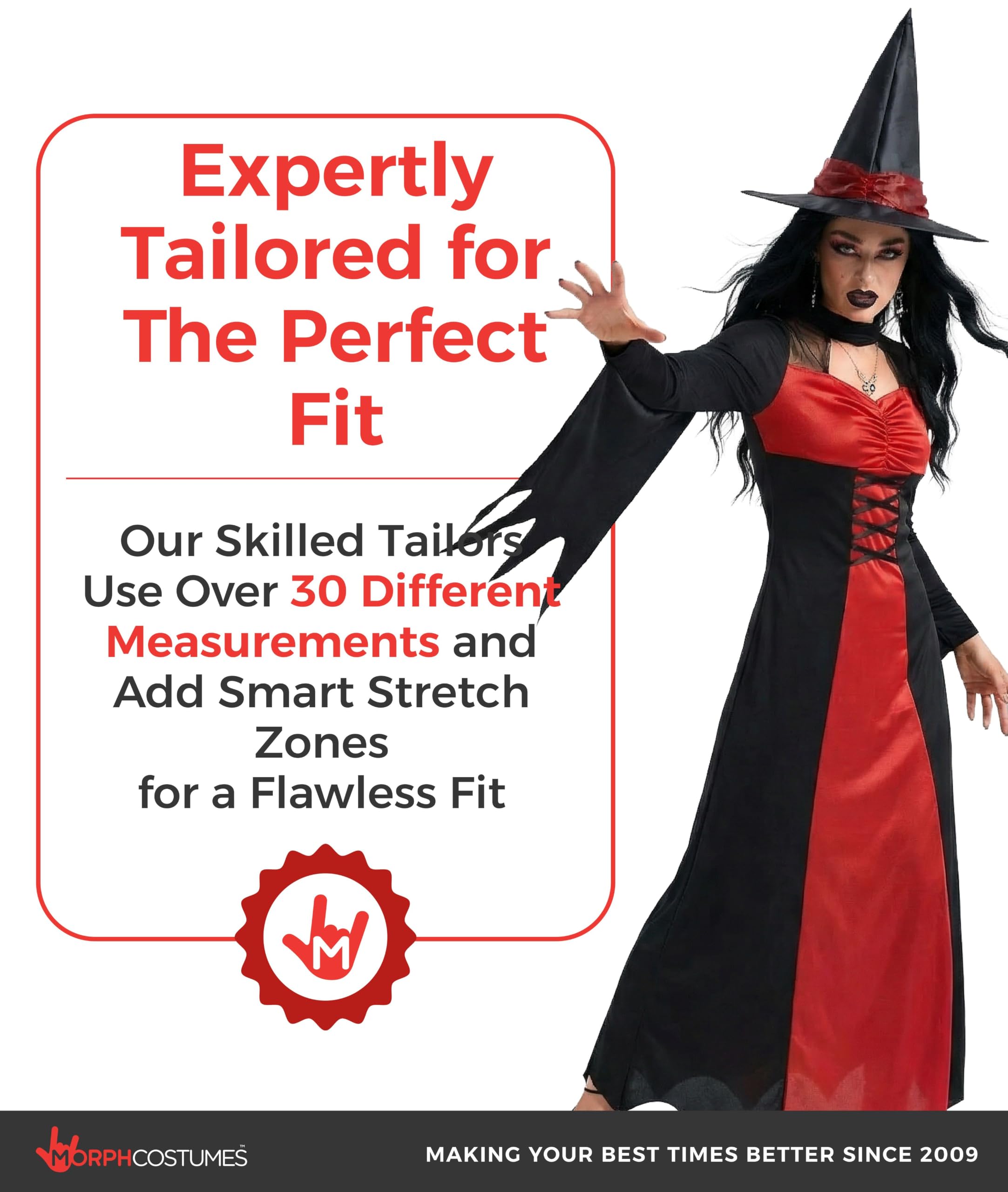Morph Costume Strega Donna, Vestito Halloween Donne, Costume Strega Adulti, Abito Streghe Halloween e Carnevale