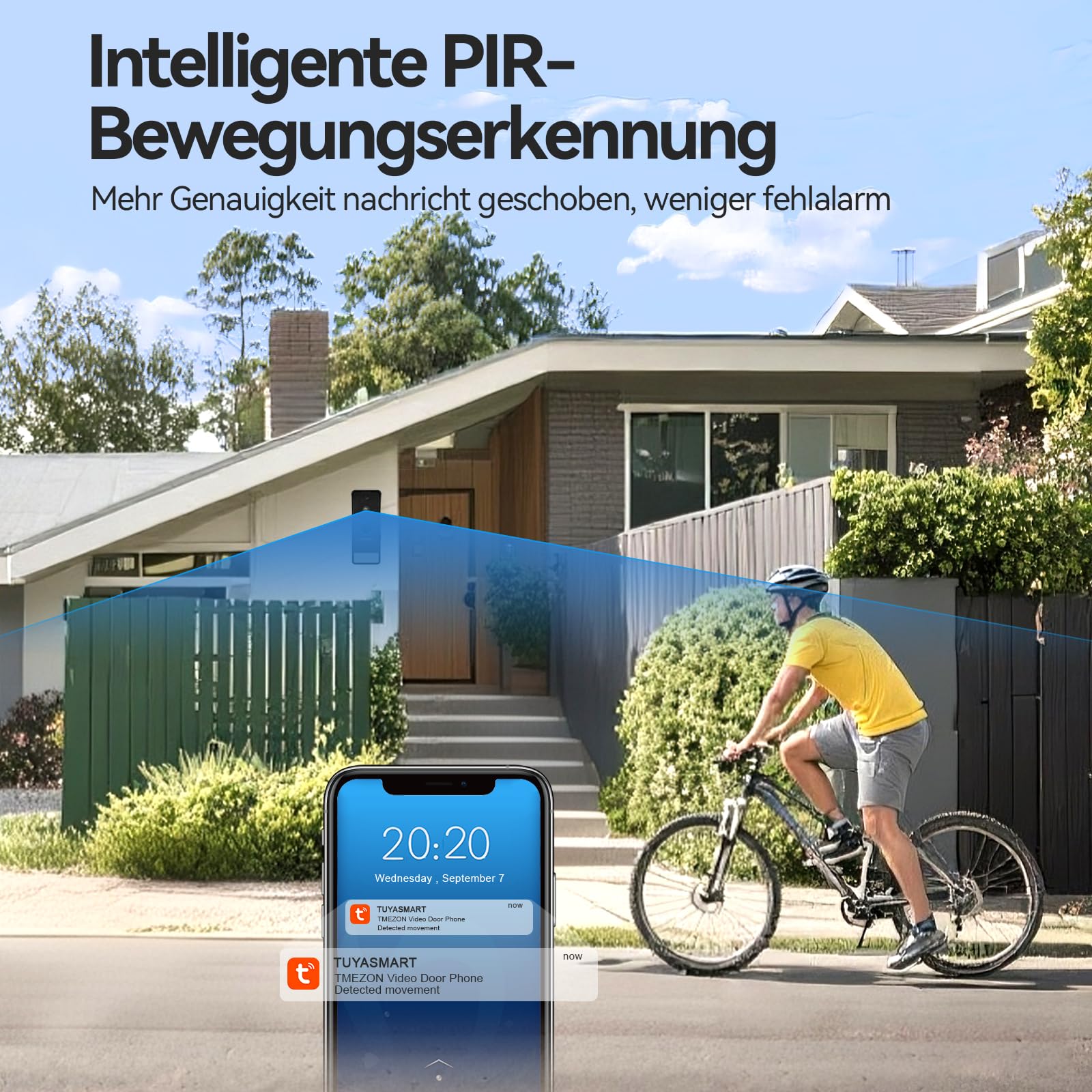 TMEZON WLAN Kabellose Video Türsprechanlage mit 7" Touchscreen, Türklingel mit Kamera & Solarbetrieb, 1080P HD, 160° Weitwinkel, Zwei-Wege-Audio, PIR-Bewegungserkennung, App-Steuerung,2,4/5GHz WiFi