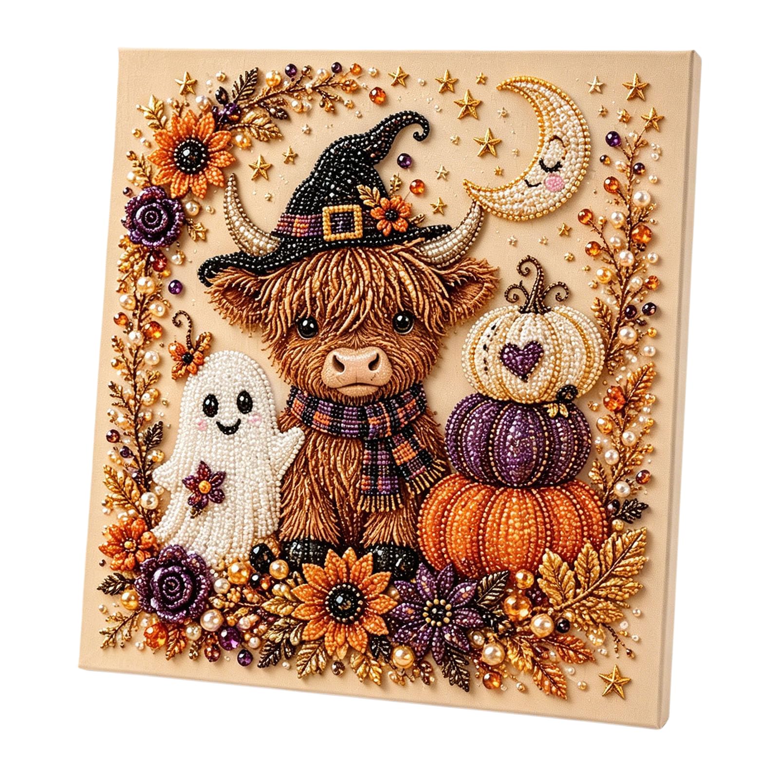 A Highland Cow ​Halloween Pearl Diamond Painting Set, Creative Craft Kit For Adults