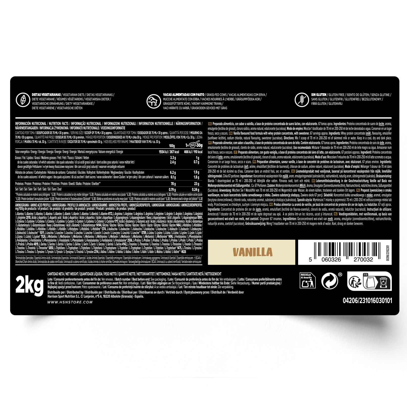 HSN Evowhey Protein | Vainilla 2Kg | Concentrado de Proteína de Suero | 100% Whey Protein Concentrate (WPC) | No Incluye Dosificador | No-GMO, Vegetariano, Sin Gluten ni Soja