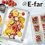 E-far Feuille de cuisson avec rack en fil (2 Boîtes + 2 Racks), Plaques de cookies en acier inoxydable & Raquette de refroidissement pour les biscuits au four Cake, non toxique & Gros travaux, four & Lave-vaisselle en sécurité, 12.4 x 9.7 x 1 1 cm
