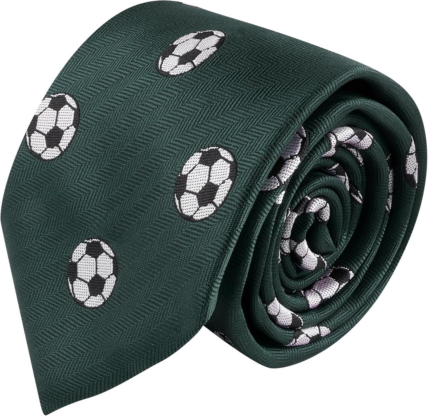 King & Priory Football Dark Green Herringbone Embroidered Tie, Soccer