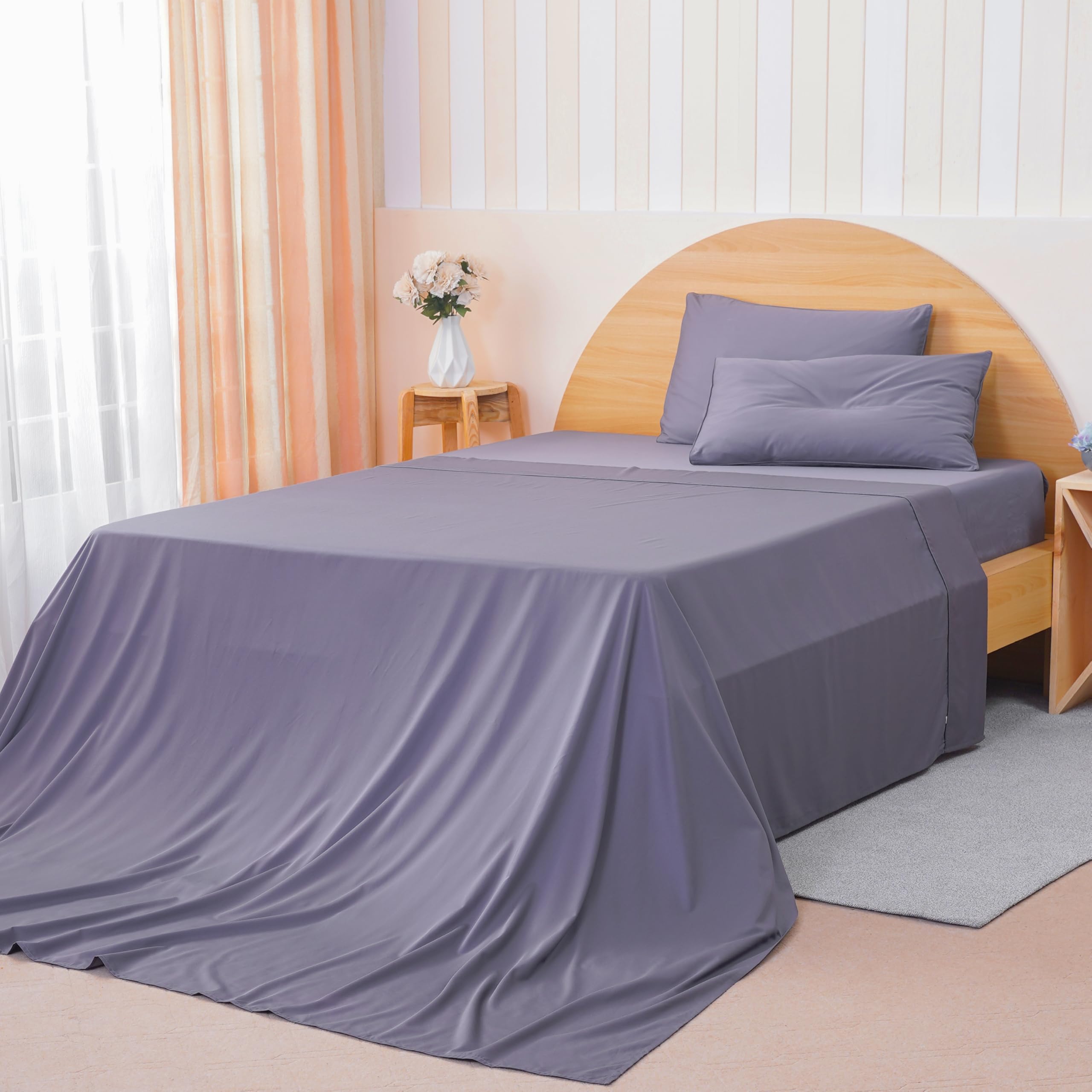 Sheet Story Charcoal Bamboo King Size Flat Sheet - 400 Thread Count - Hypoallergenic, Soft And Cooling Flat Bed Sheet King Size - Colour