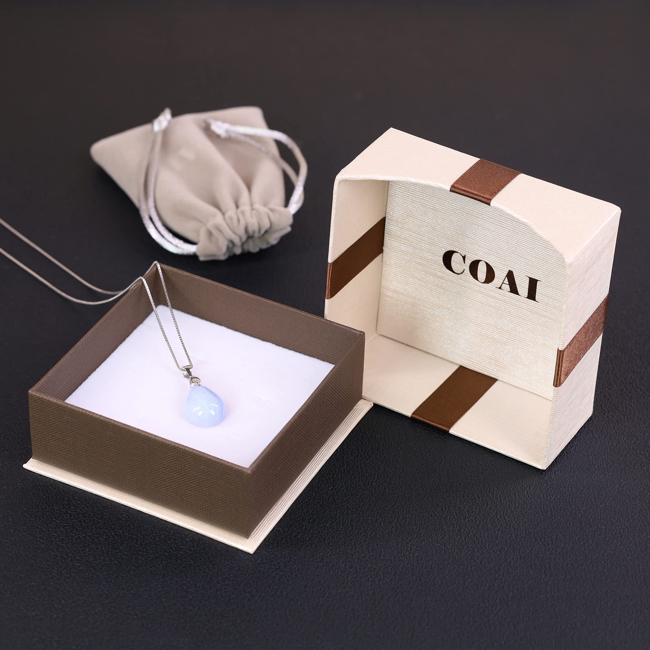 COAI Collana da Donna in Argento Sterling 925 con Ciondolo Goccia in Pietre Naturali