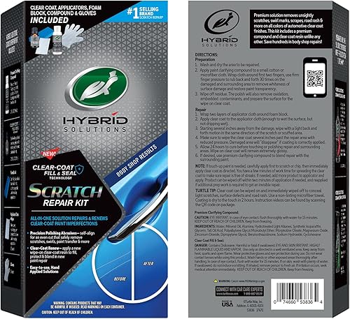 Miniatura 7 de Turtle Wax 53836 Hybrid Solutions Kit de reparación de arañazos, removedor de arañazos y restaurador de arañazos de automóvil que repara arañazos de