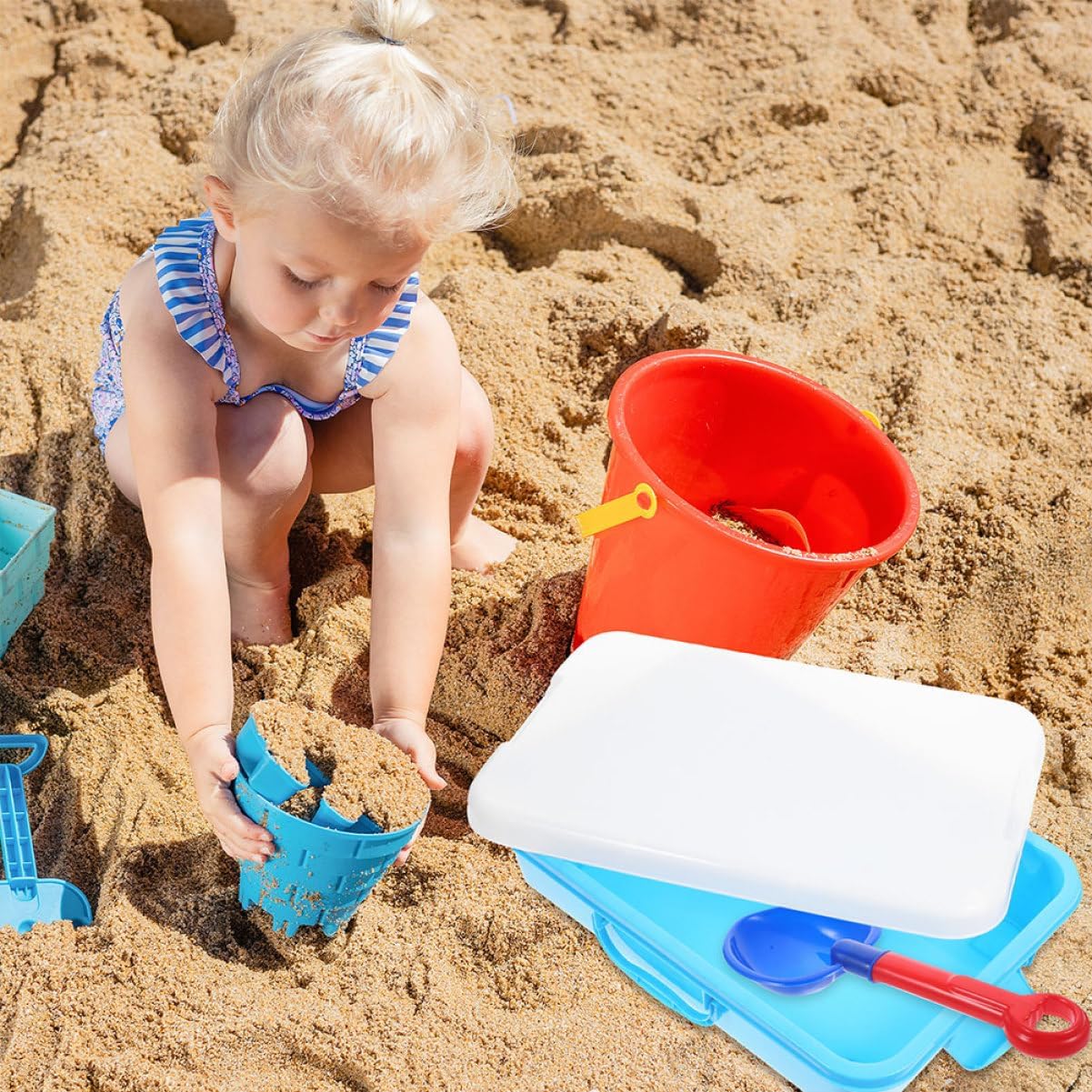 2Pcs Portable Sandbox Storage Box with Lid Sand Tray for Go Fun Material for and Sensory Activities