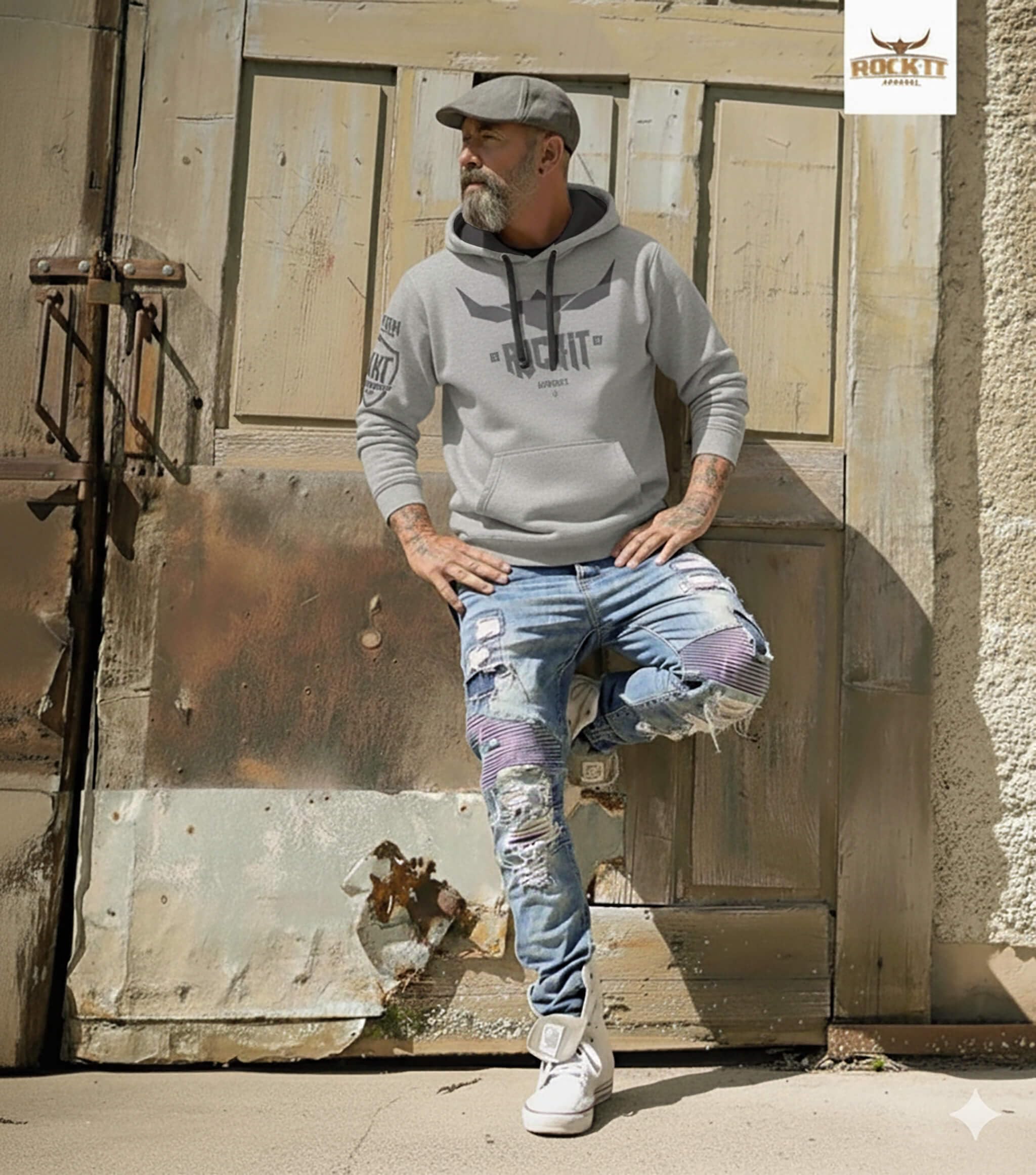 ROCK-IT Apparel Bluza z kapturem dla mężczyzn – wysokiej jakości bluza w miejskim stylu streetwearowym [rozmiary S-5XL] bez zamka błyskawicznego – z kieszenią typu kangurka