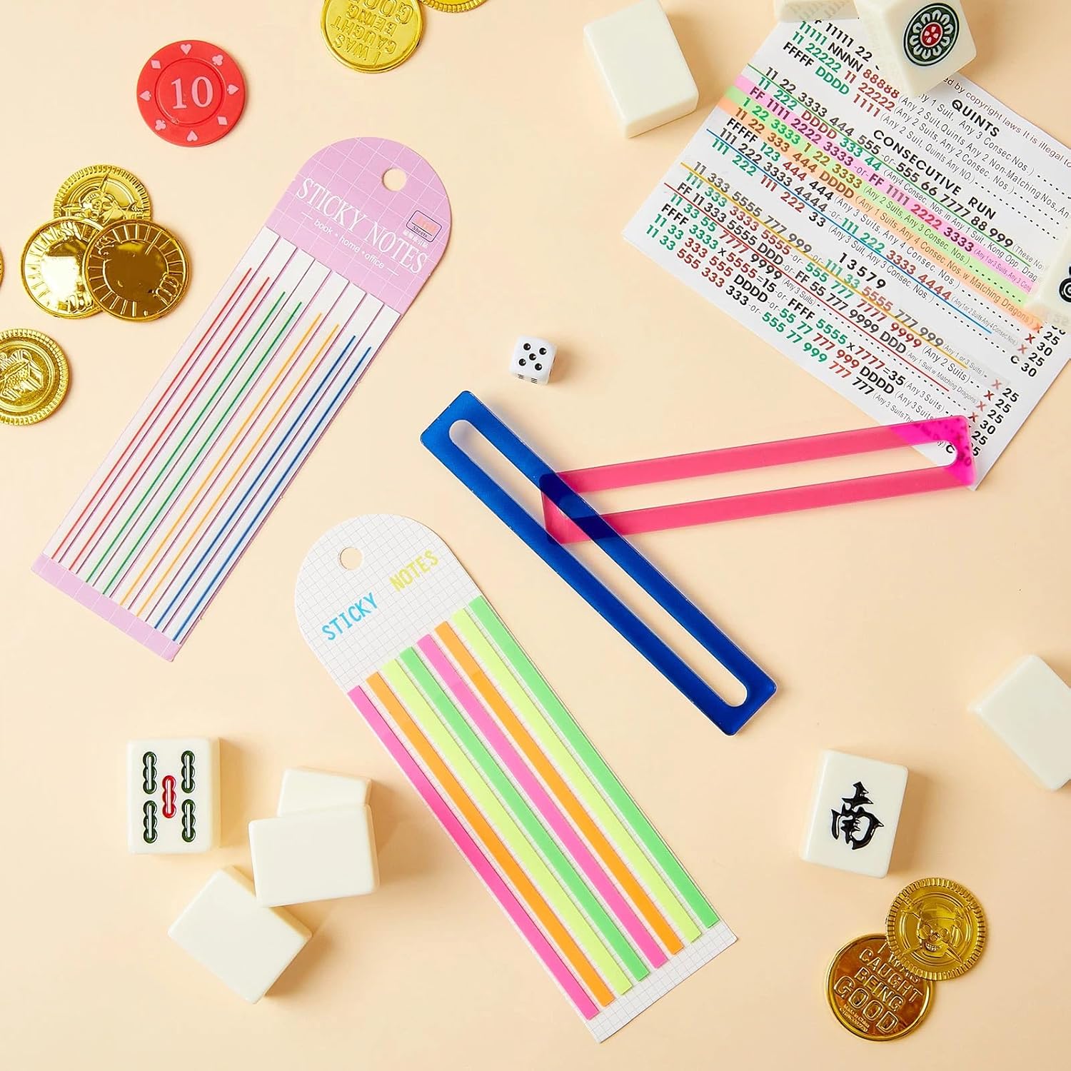 320 Pcs Mahjong Card Line Finder Highlighter Tape 2 Pcs Acrylic Mahjong Line Finder Beginner Rules Reader Helper, Highlighter Stripe, Strategy Tool, Mah Jong Accessories Gift for Player