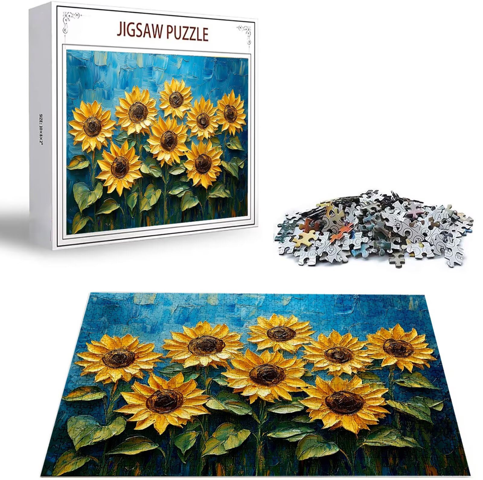 Puzzle 2000 Pezzi per Adulti, Puzzle Girasole in Legno per Adulti, Puzzles Fiore Impegnativi, Giochi Educativo per Famiglie, Rompecapo con Scatola per Decorazioni Casa, Donna Regalo di Natale B-7799