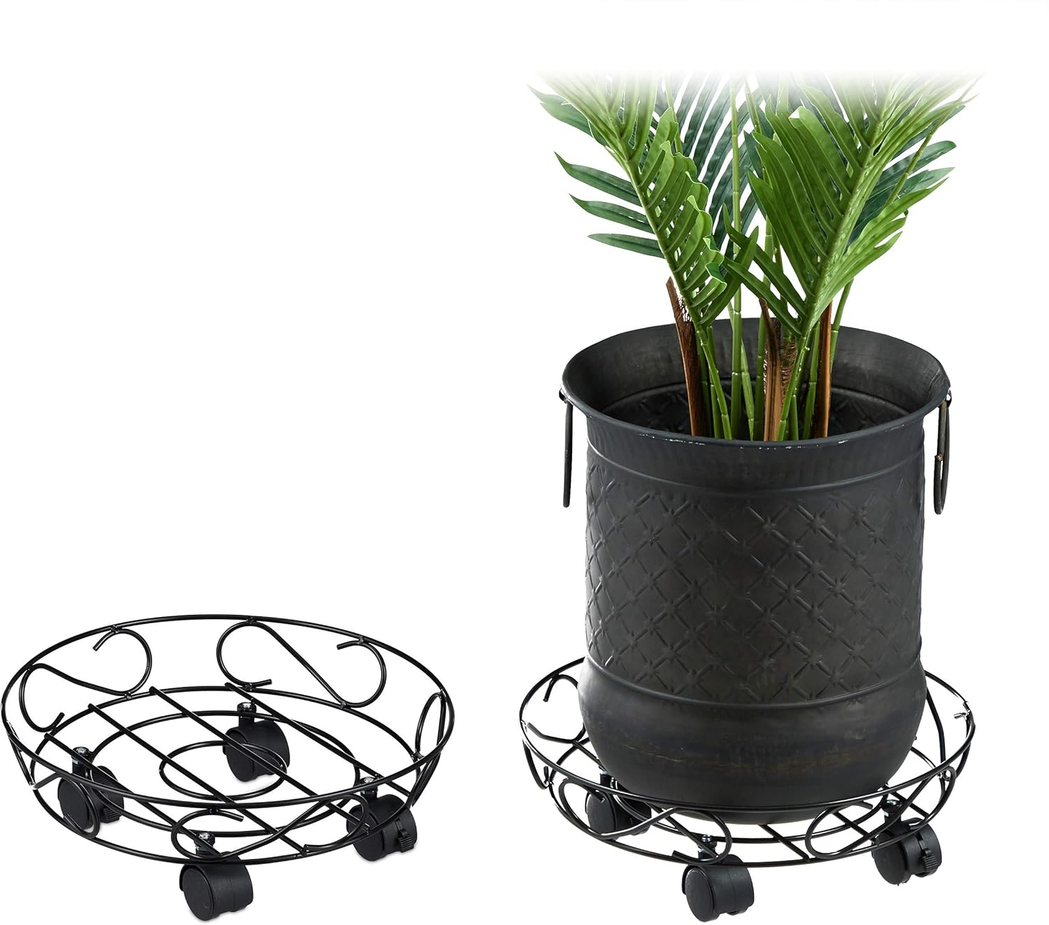 Monucep Pflanzenroller 2er Set 30cm - Blumentopfroller Bis 80kg Tragkraft