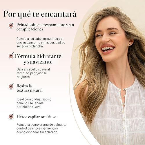 Miniatura 3 de Kitsch Crema suavizante de secado al aire para el cabello, producto para el cuidado del cabello con aceite de ricino y aceite de coco, crema
