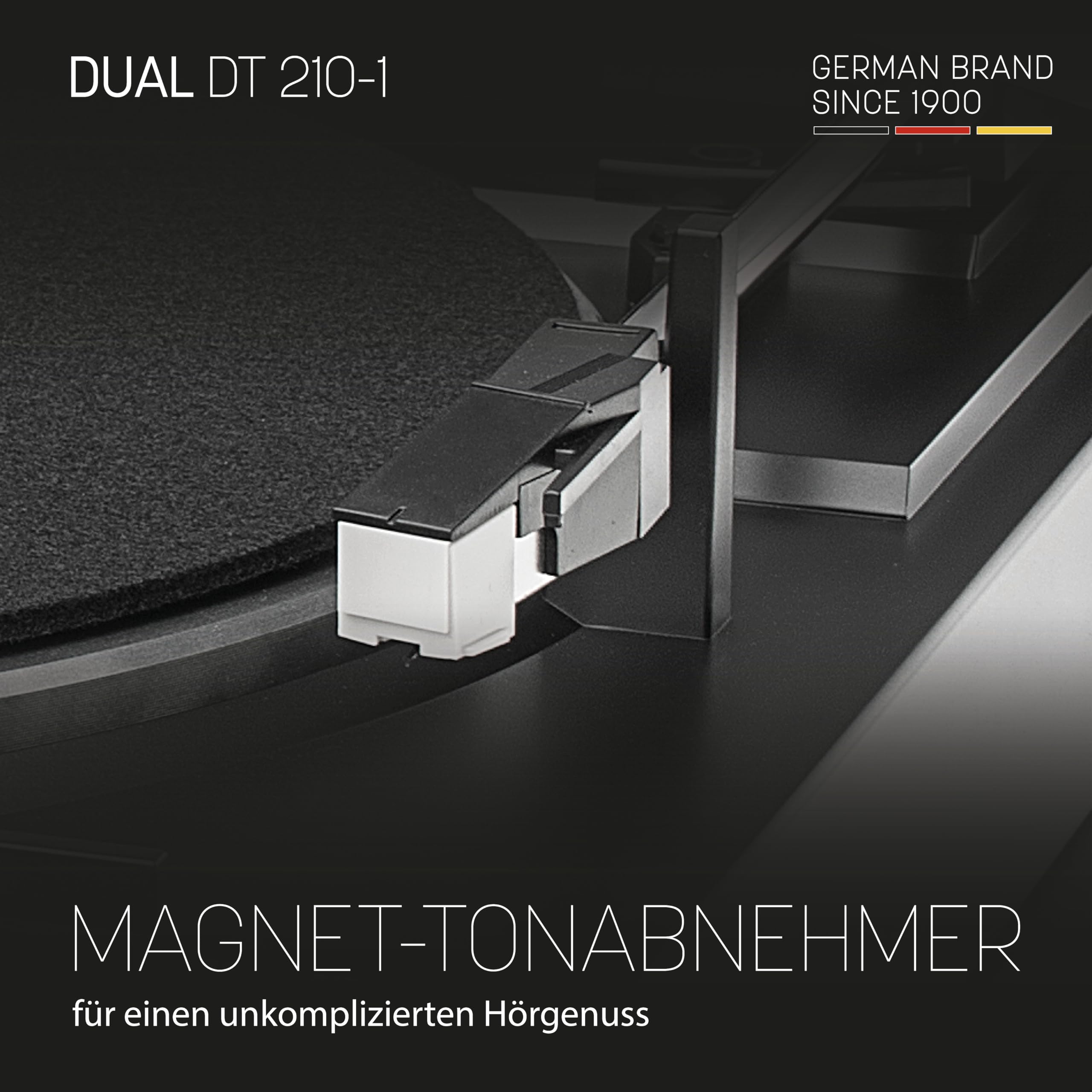 Dual DT 210-1 USB-Plattenspieler, 2 Geschwindigkeiten, Magnet-Tonabnehmer-System, Riemenantrieb, USB-Anschluss für Digitalisierung, Schwarz